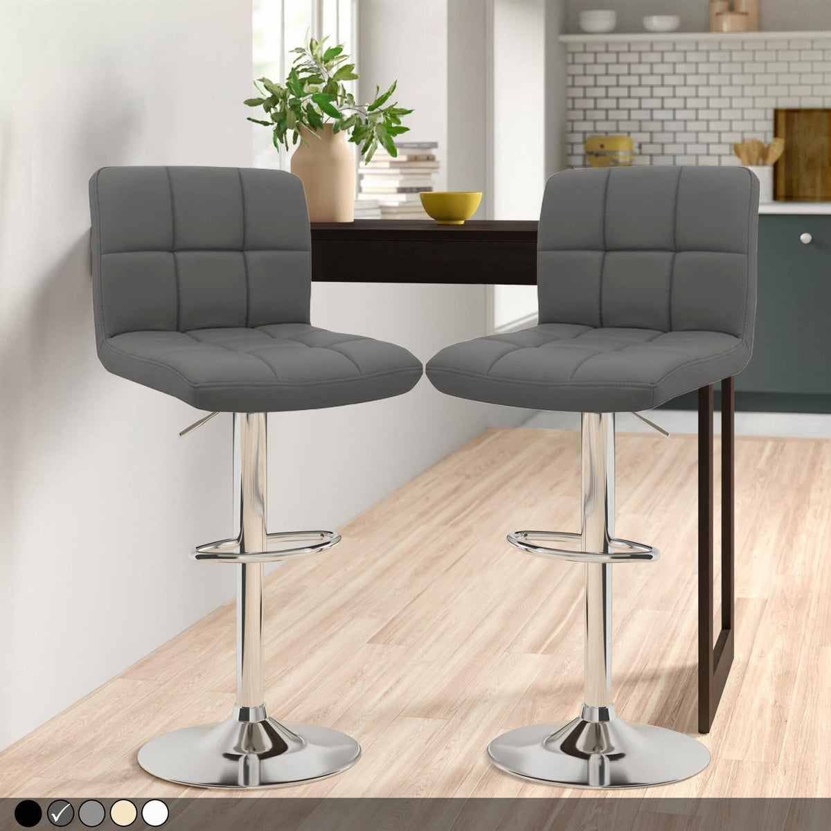 Neo Black Fabric Cuban Bar Stools