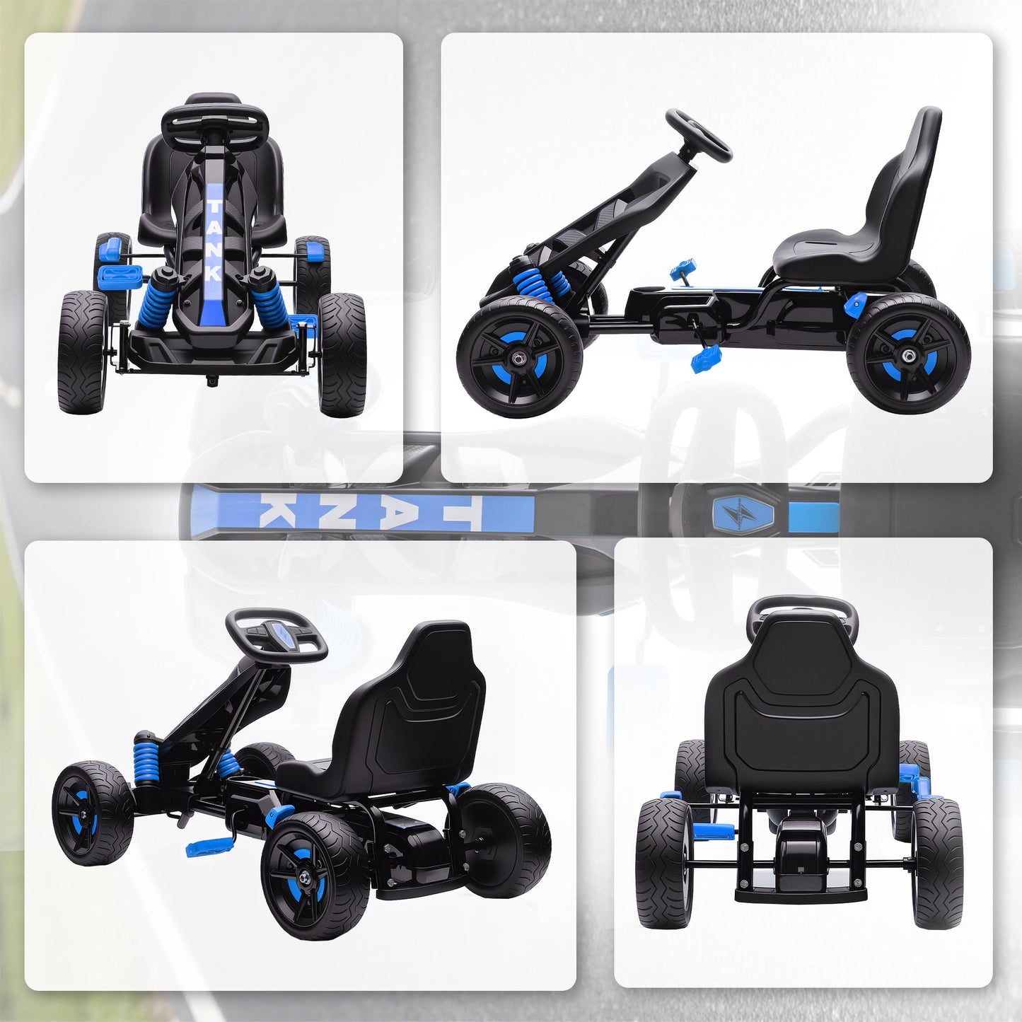 AIYAPLAY Pedal Go Kart with Automatic Clutch, for Ages 3-6 Years, Blue