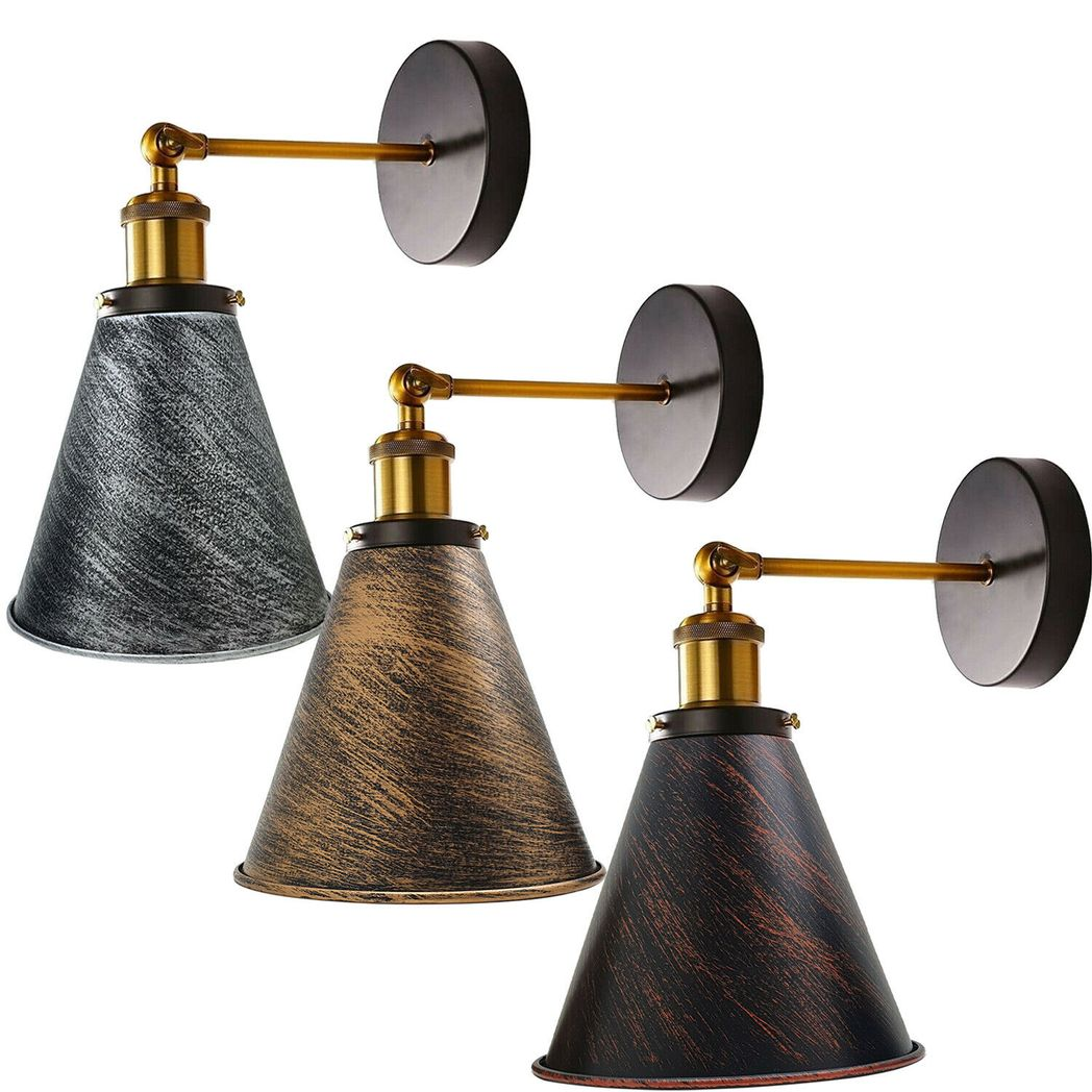 Vintage Industrial Wall Light Metal Cone Shape Shade Indoor Lighting For Kitchen, Living Room