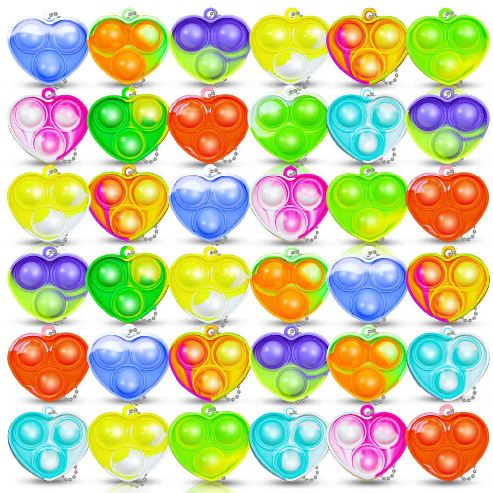 12/24 Pcs Mini with Key Chain Press Bubbles for Kids Adults Birthday Party Gifts Decoration Wedding Guest Gifts Carnival Prizes