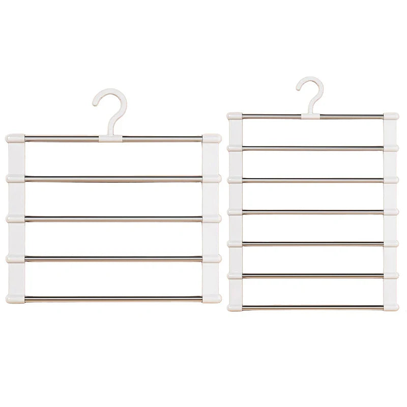 7 Layers Stainless Steel Pants Hanger Space Saving Closet Organizer Trousers Rack Non-Slip Wardrobe Storage Clothes Rack