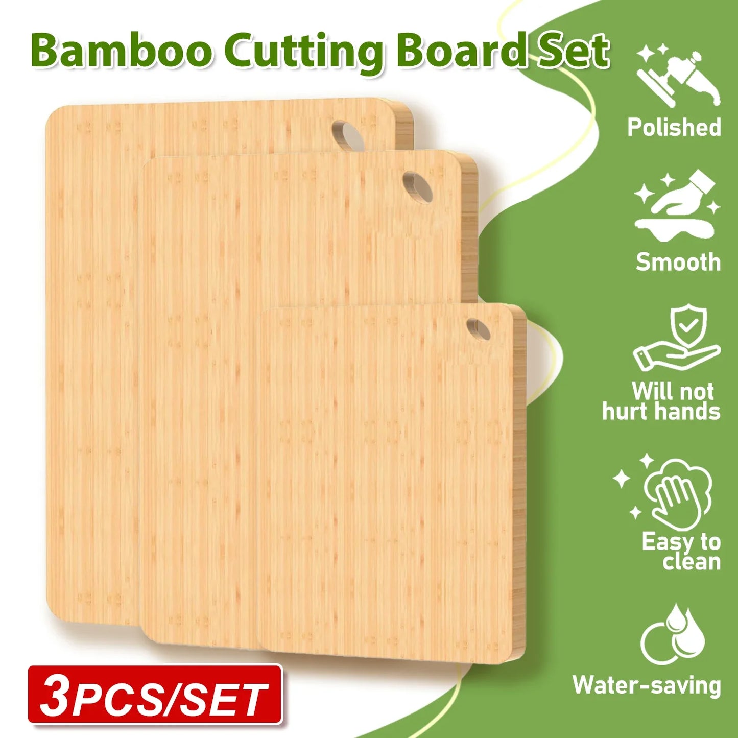 Kitchen Bamboo Cutting Board Set Cutting Board Thickened Solid Wood Cutting Board Double-sided Cutting Boards Multi-size Kitchen Wooden Cutting Boards, Convenient Kitchen Essentials, for Chopping and Serving