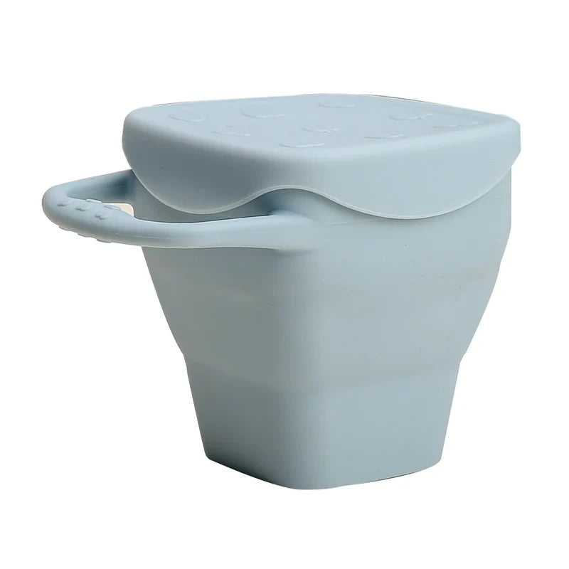 Baby Silicone Snack Cups for Toddlers Spill Proof Collapsible Toddle Portable Silicone Snack with Lids Baby food Storage Tank