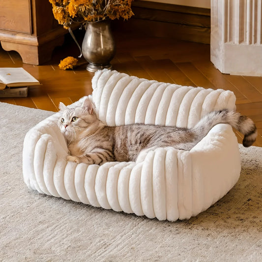 Warm Comfort Cat Sofa Deep Sleep Cat Bed Pet Basket Kitten House Small Dogs Sofa Cute Soft Cushion For Medium Cats Bed