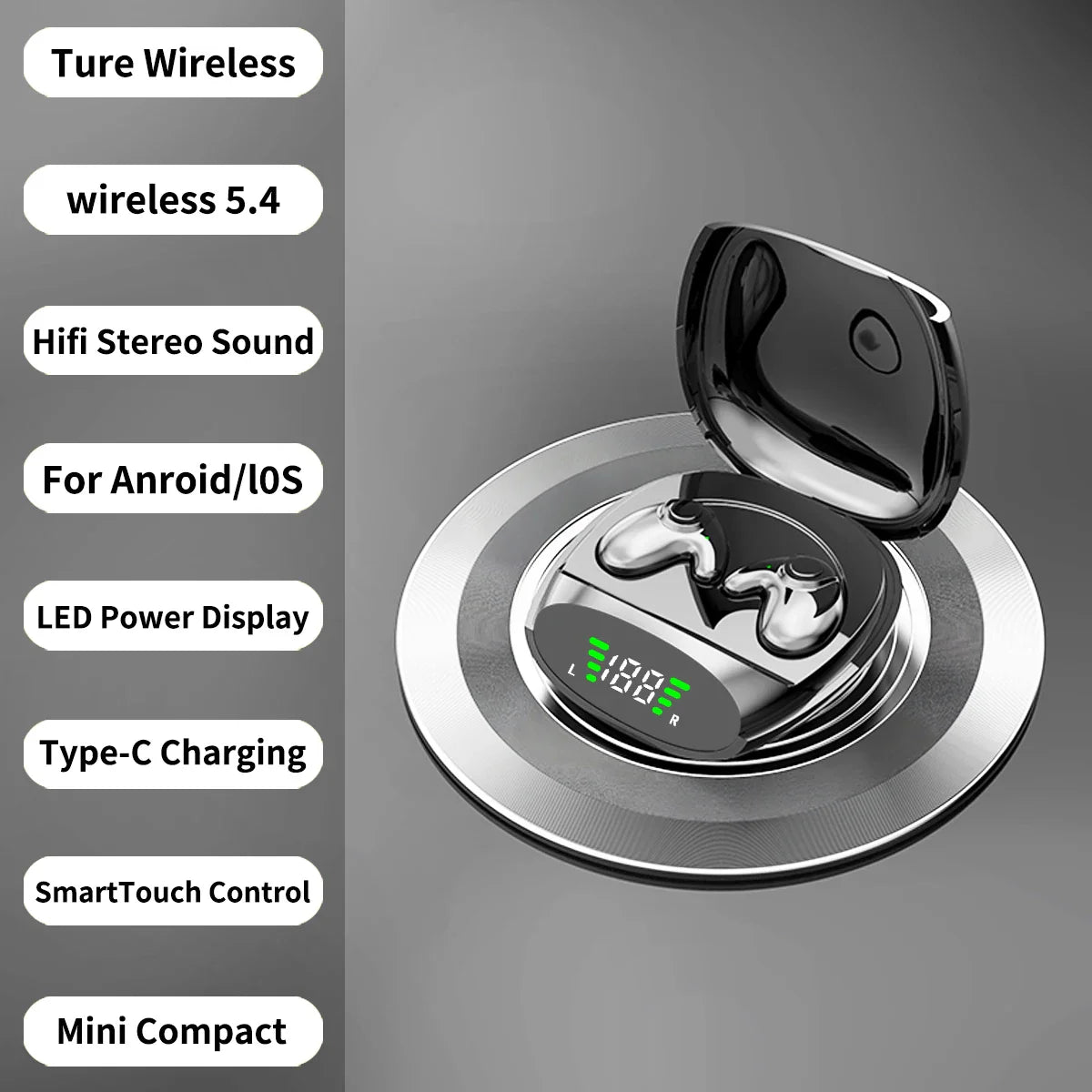 Waterproof Wireless Bluetooth 5.3 Headsets Mini headset Painless Call Noise Cancelling Thin Headphones Fit for Sleeping/Sports