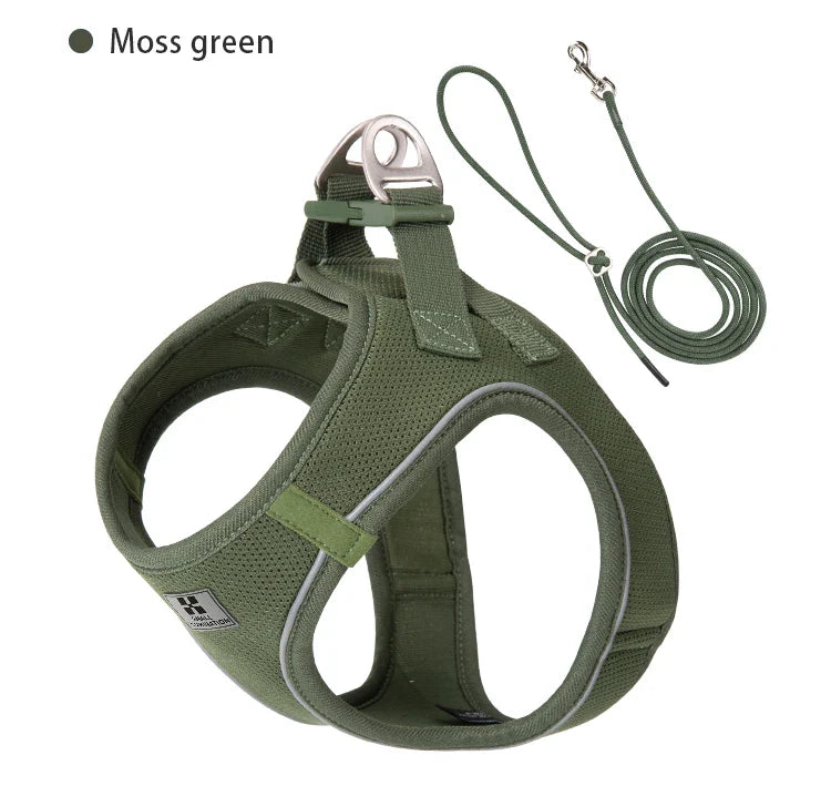 Dog Harness Leash Set for Small Medium Dog Adjustable Reflective Puppy Cat Harness pet Vest Chihuahua Dachshund Outdoor Walking