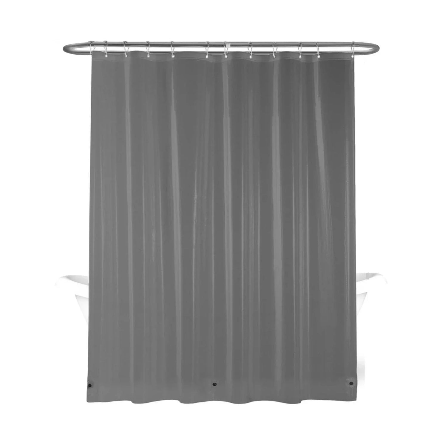 1pc Gray Shower Curtain Liner with Weighted Magnets Plastic Hooks and Durable Metal Grommets Bathroom Curtain Bath Curtain