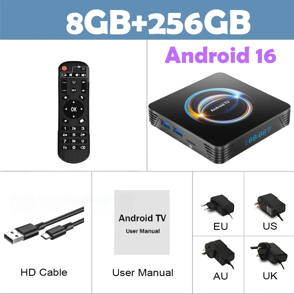 Android 16 Smart TV Box X66 8GB+256GB Rockchip RK3528 Google Assistant 8K Video Bluetooth5.4 Media Player Very Fast Set Top Box