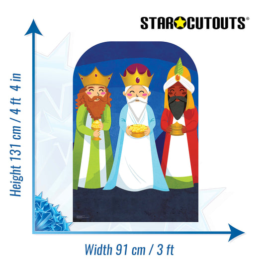 SC4230 Three Kings Christmas Child Stand In Cardboard Cut Out Height 131cm