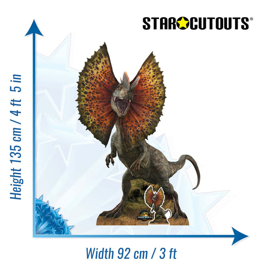 SC4724 Dilophosaurus Dinosaur Jurassic World Rebirth Cardboard Cut Out Height 135cm