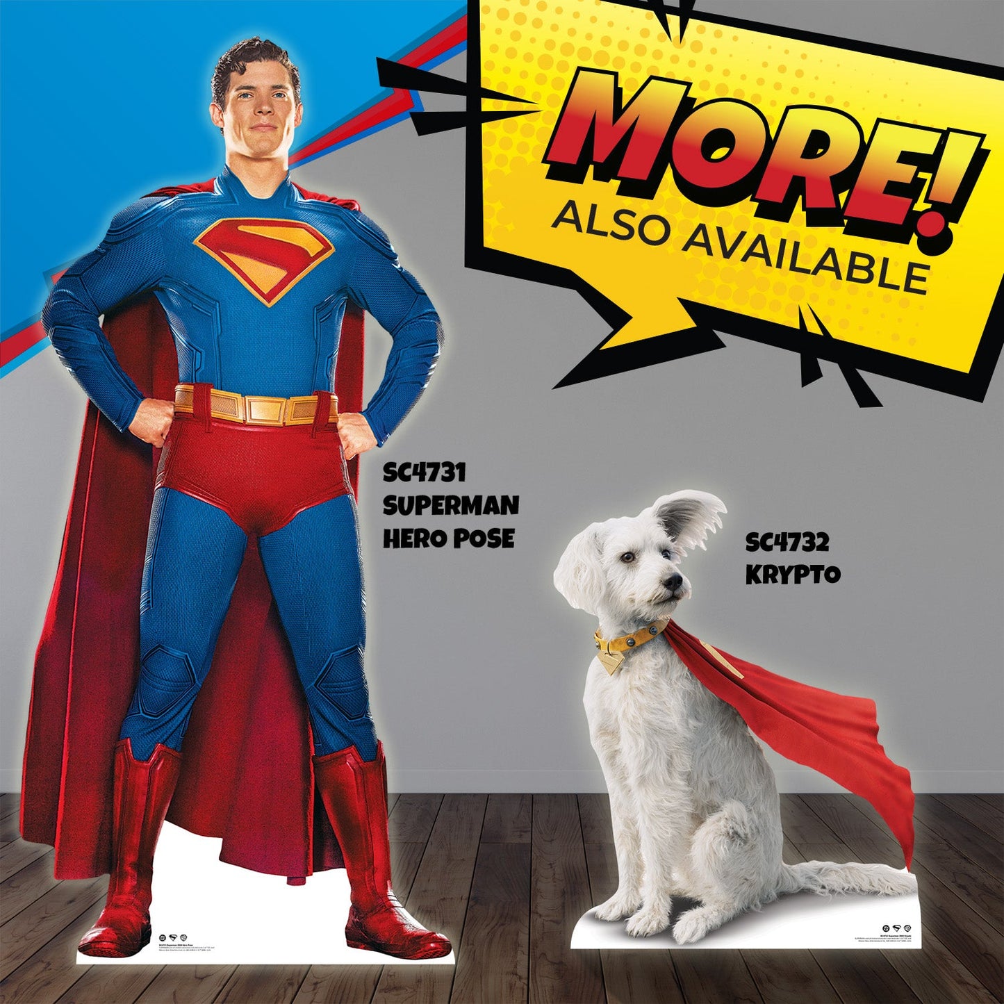 SC4730 Superman David Corenswet Flying and Krypto Cardboard Cutouts Height 193cm