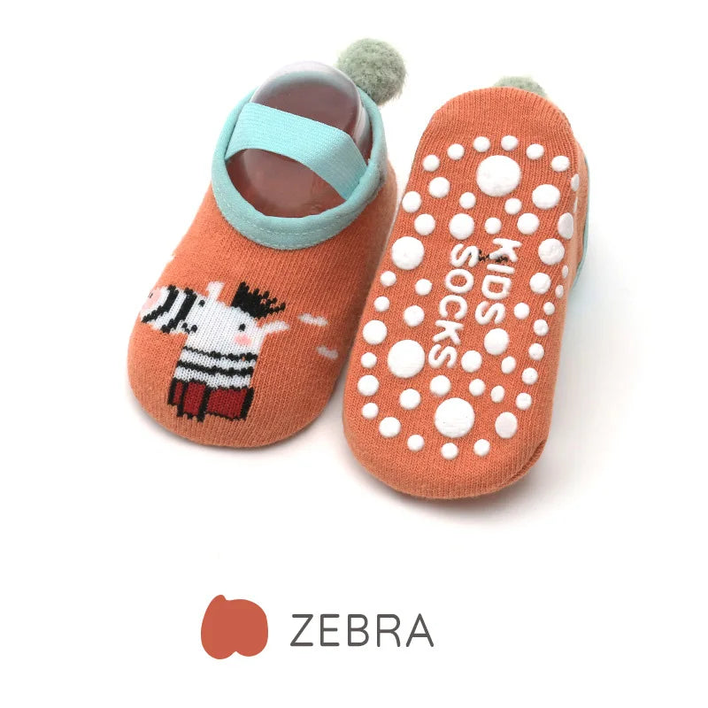 Spring Anti Slip Baby Socks Toddler Kids Floor Socks with Rubber Soles Autumn Newborn Baby Boy Girl Cartoon Cute Ball Warm Socks