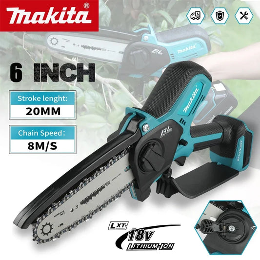 Makita Woodworking with Small Handheld 18V Cordless Chainsaw for Electric 6-inch Logging Sawzall Mini Portable Chainsaw