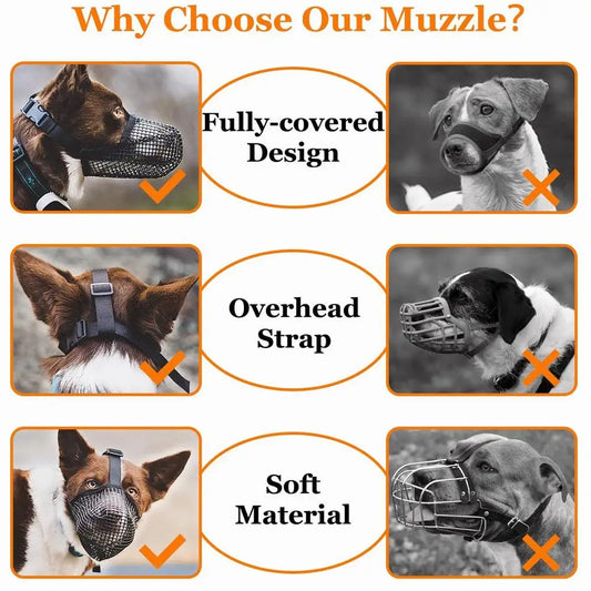 Dog Muzzle, Soft Mesh Covered Muzzles Poisoned Bait Protection With Adjustable Straps, Prevent Biting Chewing And Licking