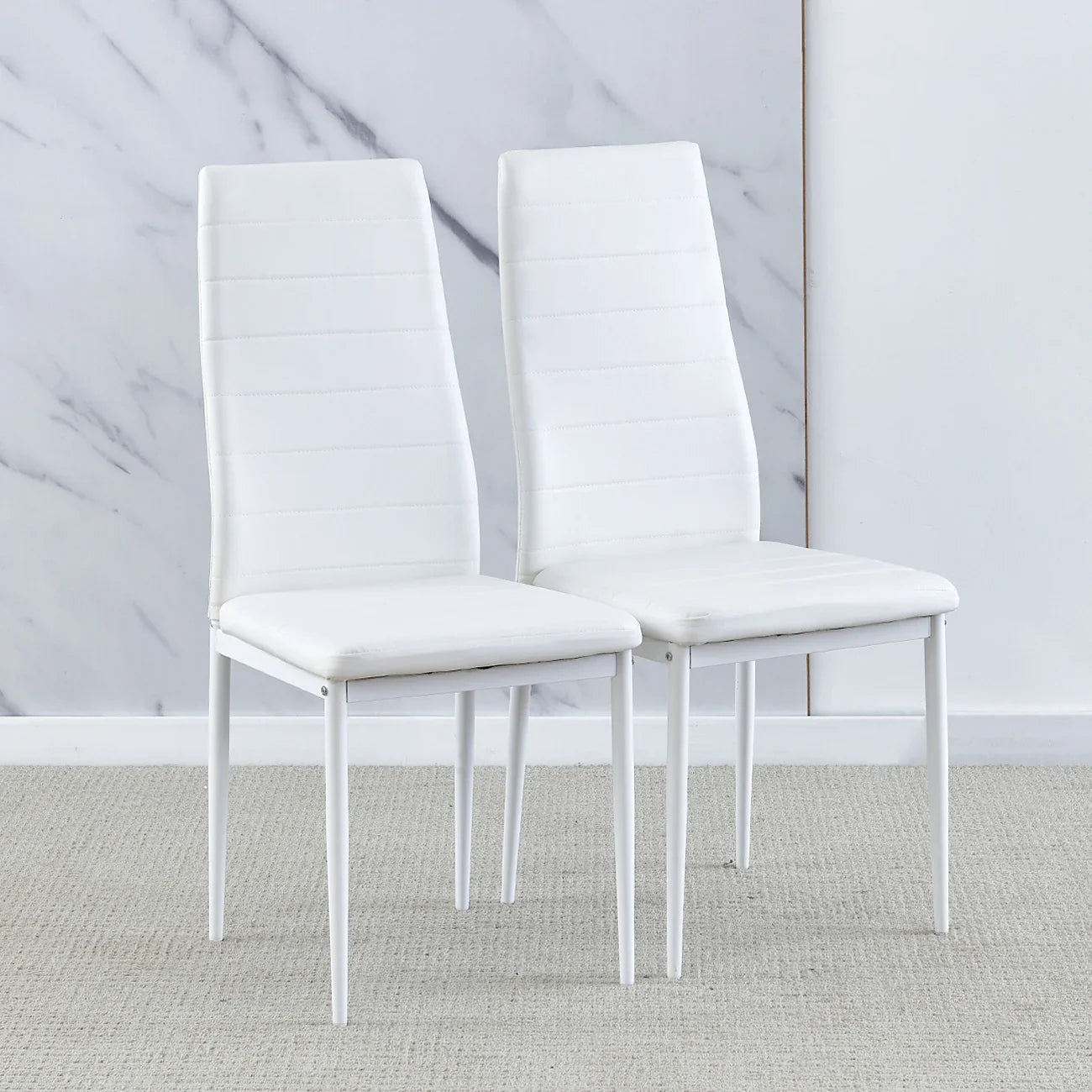 BonChoice Set of 2/4/6 Dining Chairs PU Leather/Velvet High Back With Metal Legs For Dining Room Kitchen Restaurant Office