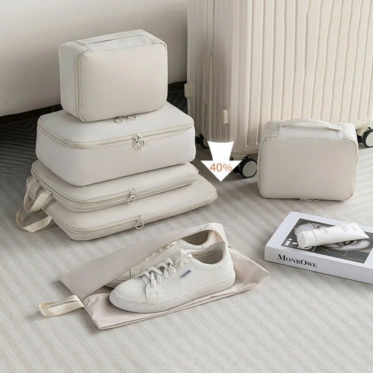 6Pcs Travel Compression Packing Cubes Bag Waterproof Handheld Clothe Separation Storage Bag Portable Suitcase Clothes Organizers