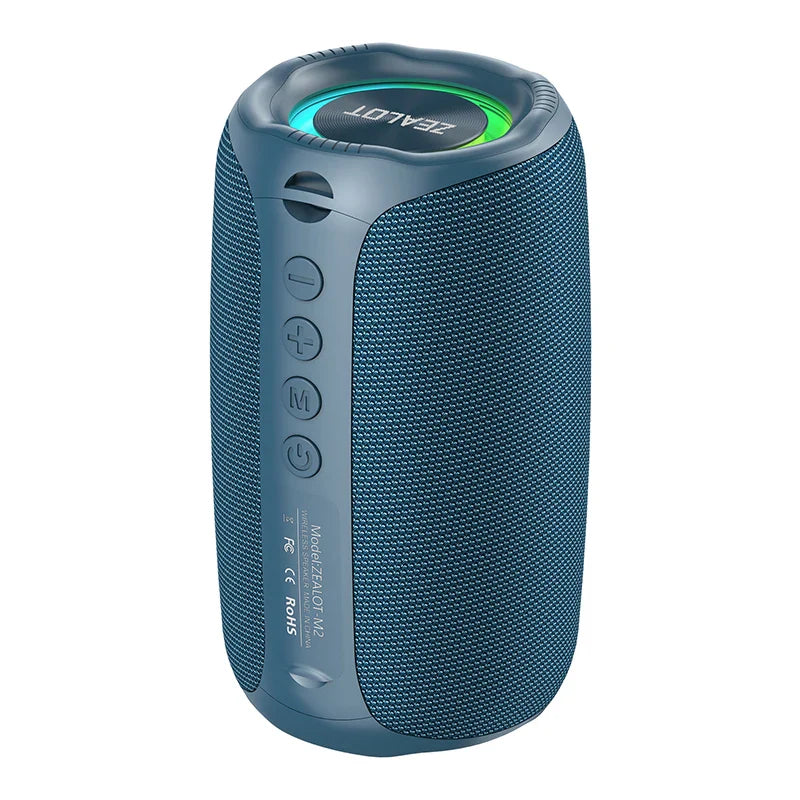 zealot-m2 Portable Bluetooth Speaker,IPX5 Waterproof 360° Wireless Speaker TWS Stereo Pairing 10hrs Playtime For Camping Hiking
