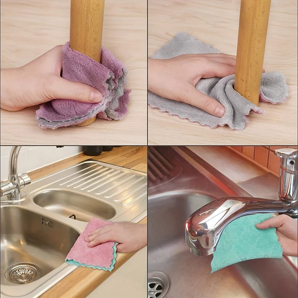 10pcs Microfiber Dish Cloths Multi Purpose Dishwashing Towels For Tableware Double Sided Cleaning Rags Kitchen Accessories