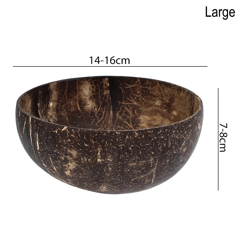 WIKHOSTAR Coconut Bowls For Serving Dishes Wooden Salad Natural Coconut Shell Bowl Bowl Serving Utensils Breakfast Party
