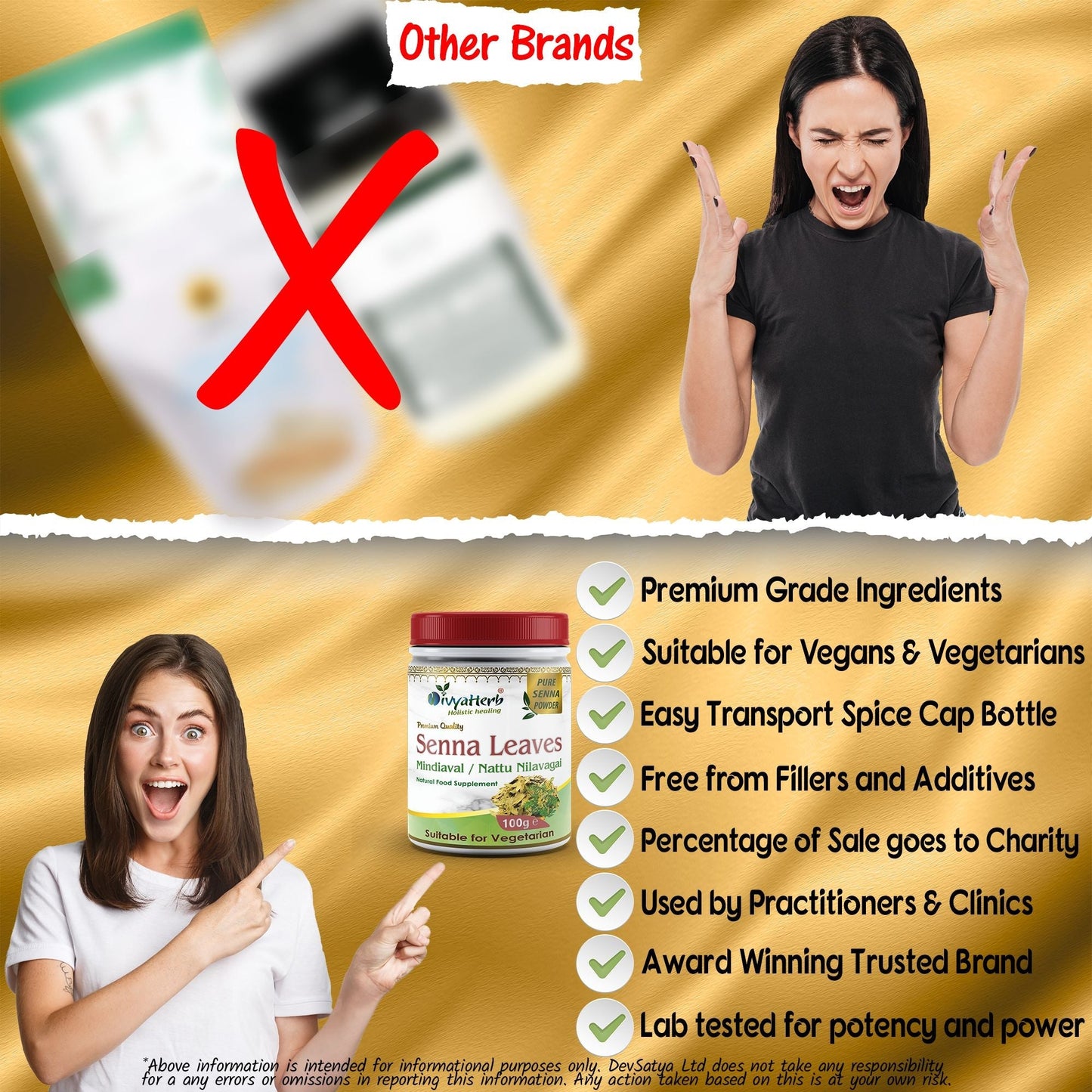 DivyaHerb Senna Leaves Powder 100 gram - Bowel Regularity Support