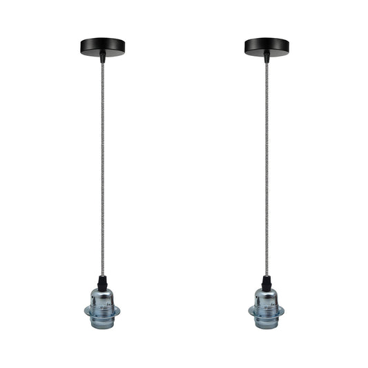 2 Pack Vintage Industrial Pendant Light,lampshade E27 UK Holder Fitting Set