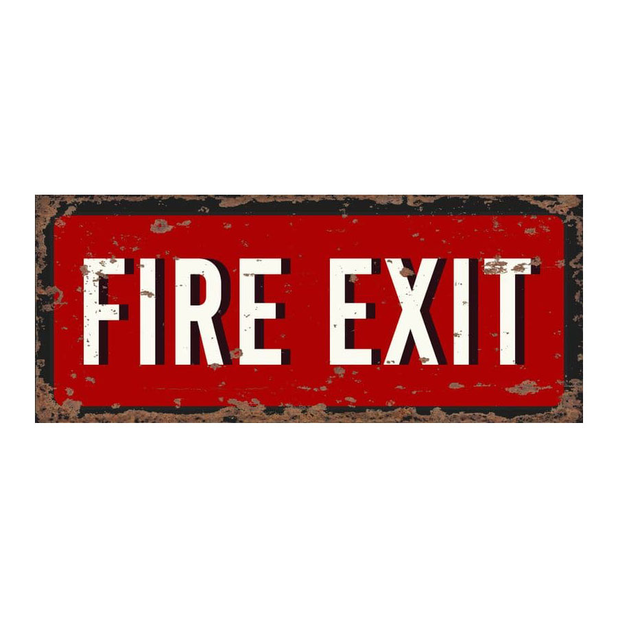 Vintage Metal Fire Exit Wall Sign