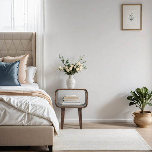 Franklin Dark Mango Wood Bedside Open Curve Edges Table