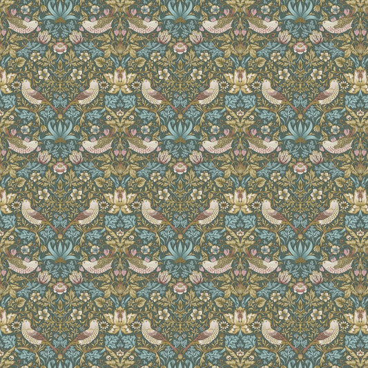 Strawberry Thief Teal Fabric