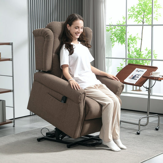 HOMCOM 45\'c2\'b0 Lifting Riser and Recliner Armchair - Dark Brown