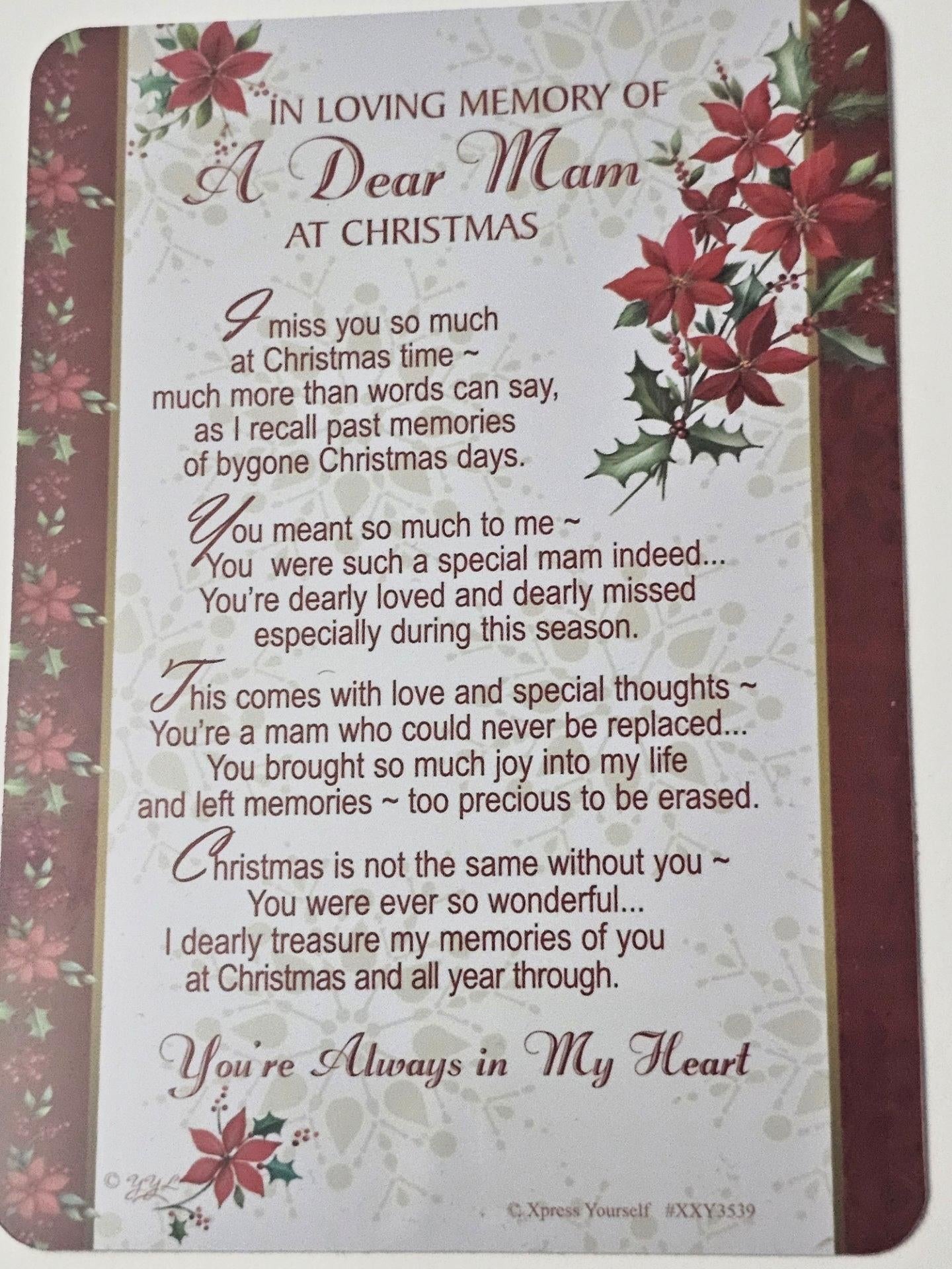 in loving memory of a dear mam at christmas graveside cards