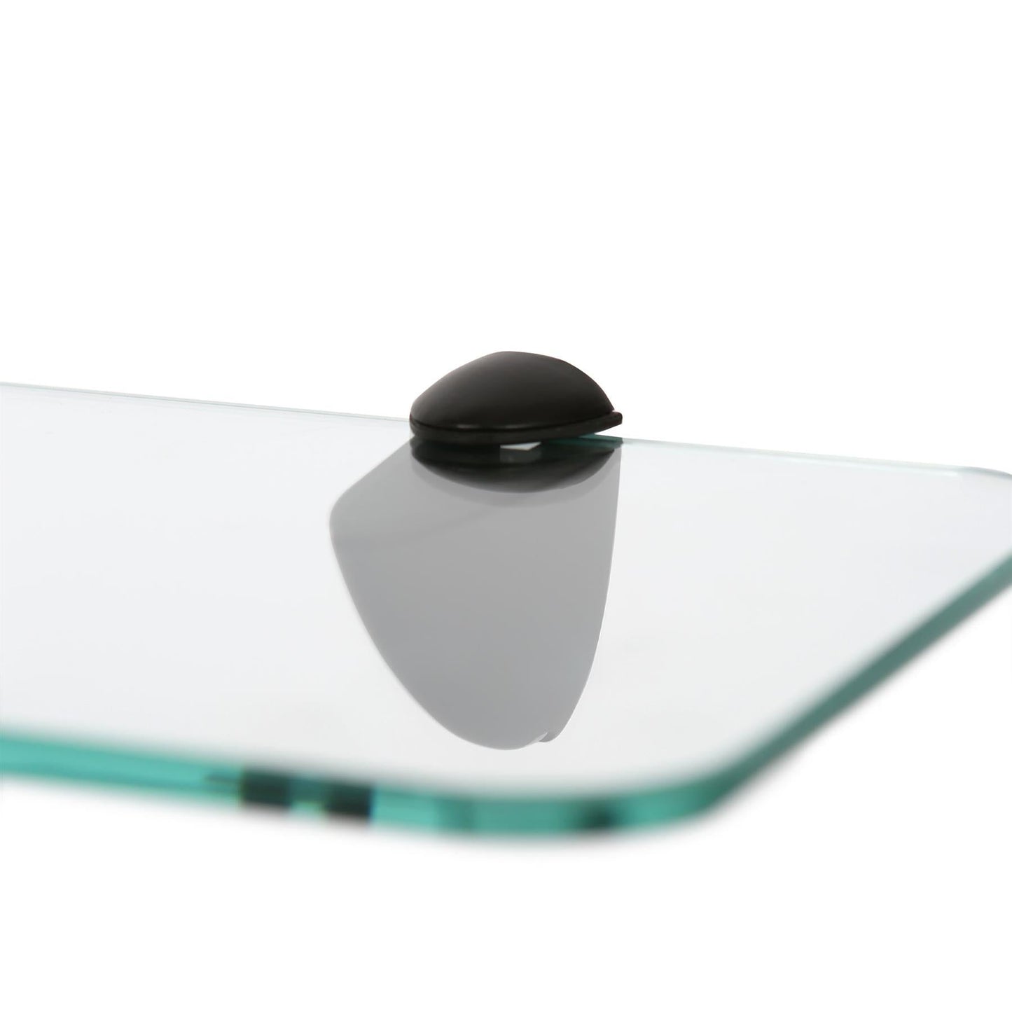 50cm Rounded Floating Glass Shelf with Black Fixings