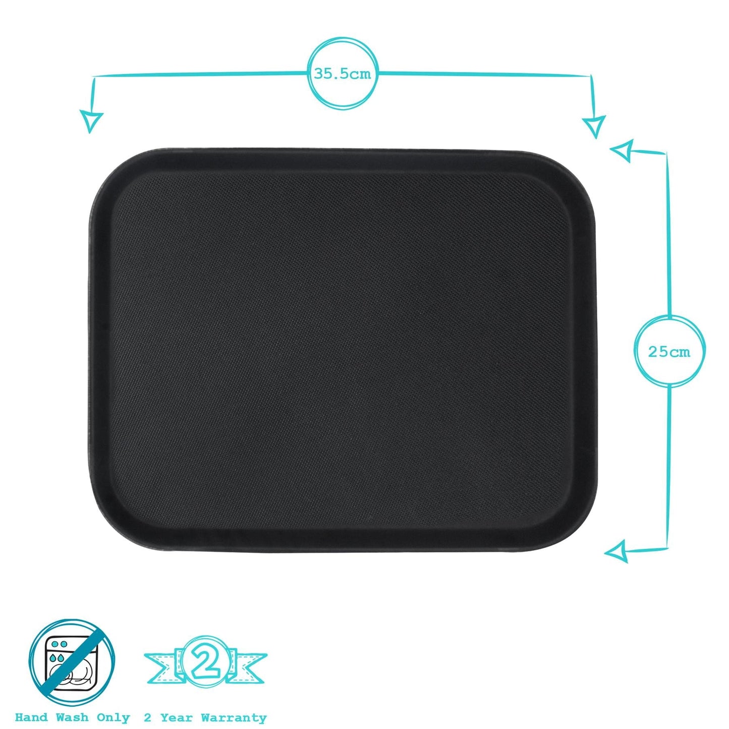 Black 35.5cm x 25cm Rectangle Non-Slip Serving Tray