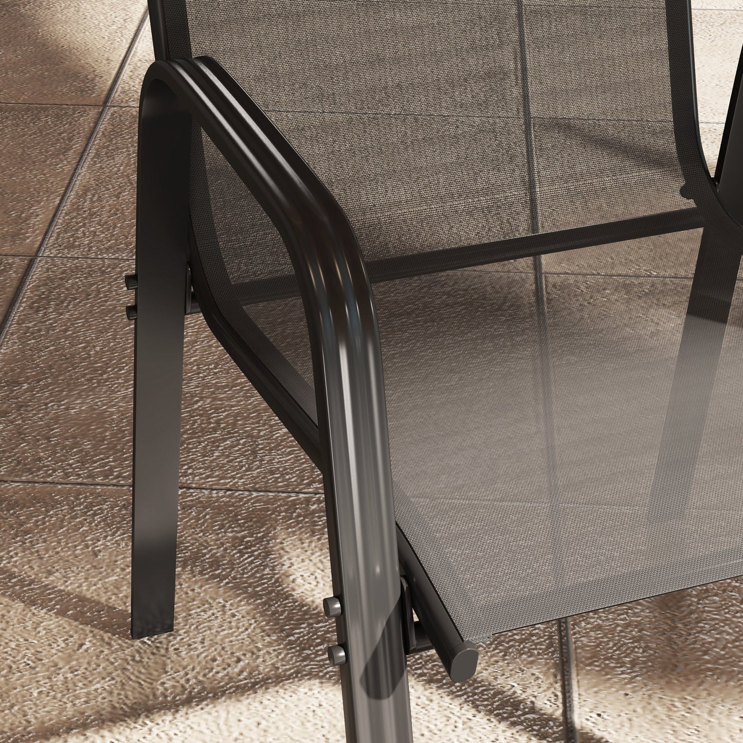 Outsunny Set of Four Stackable Mesh Seat Chairs - Black