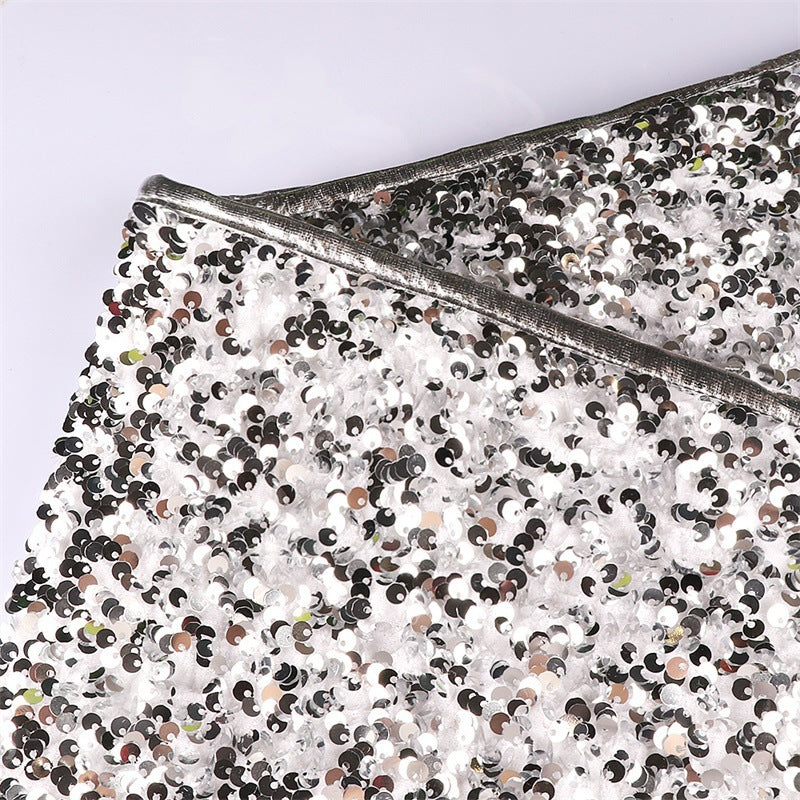 Silver White Sequin Christmas-tree Skirt