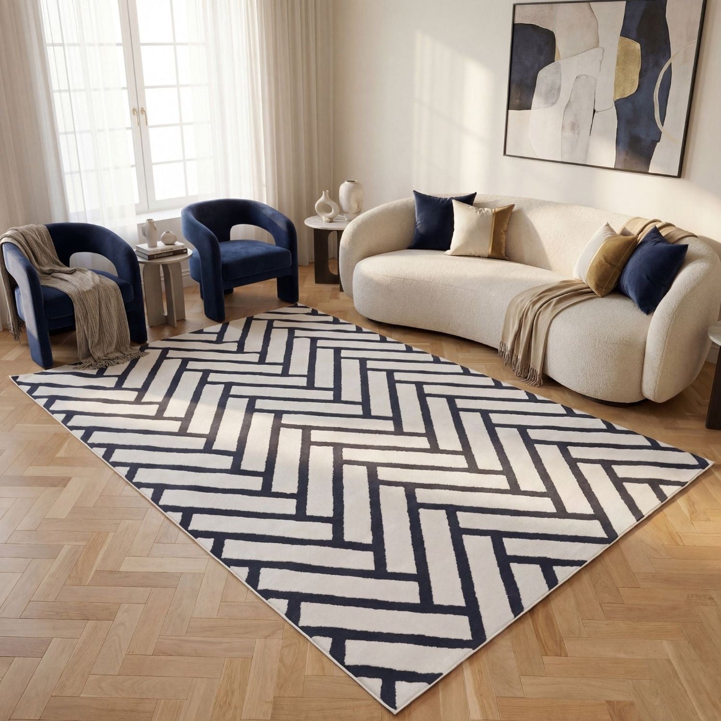 Loft Chevron Blue Rug