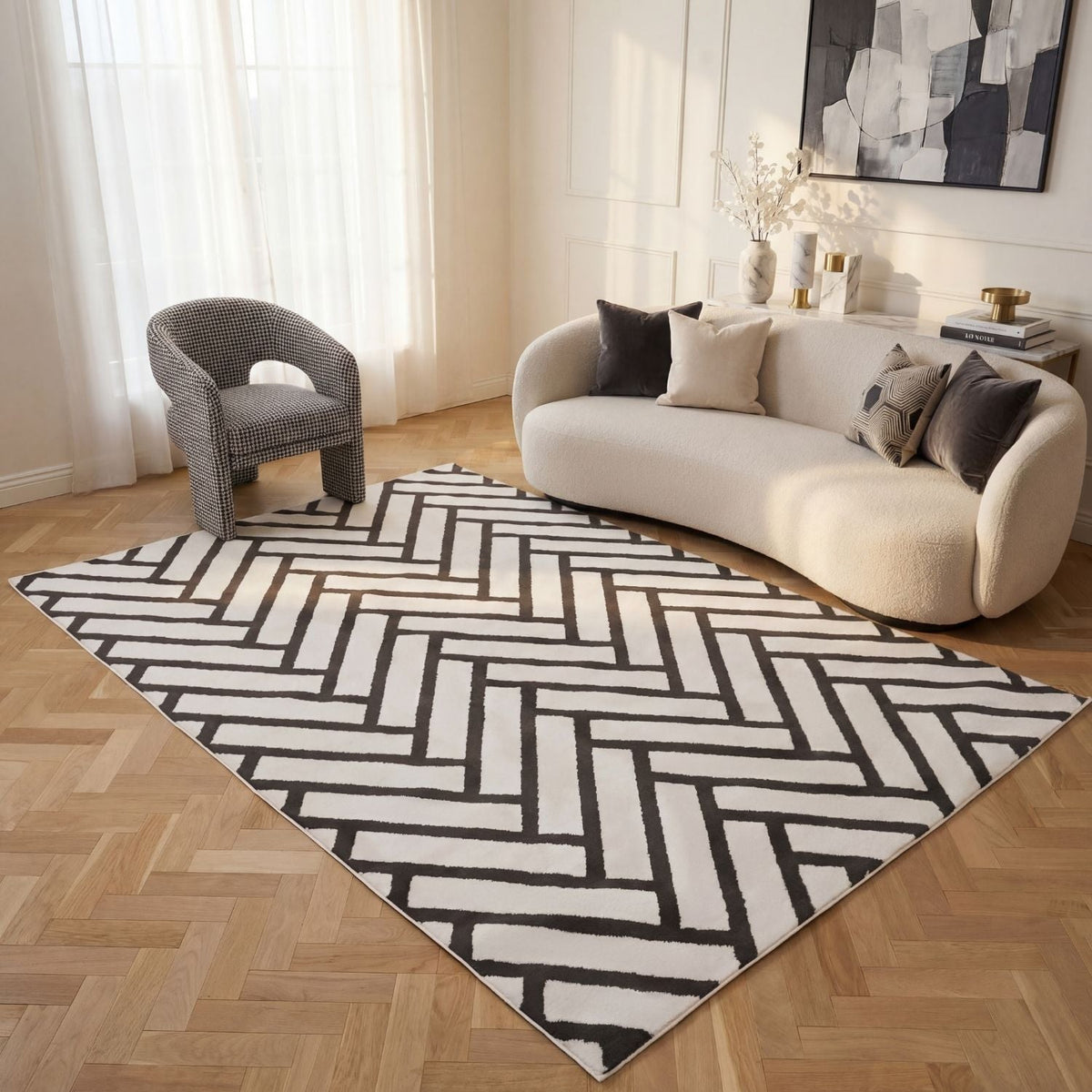 Loft Chevron Dark Grey Rug