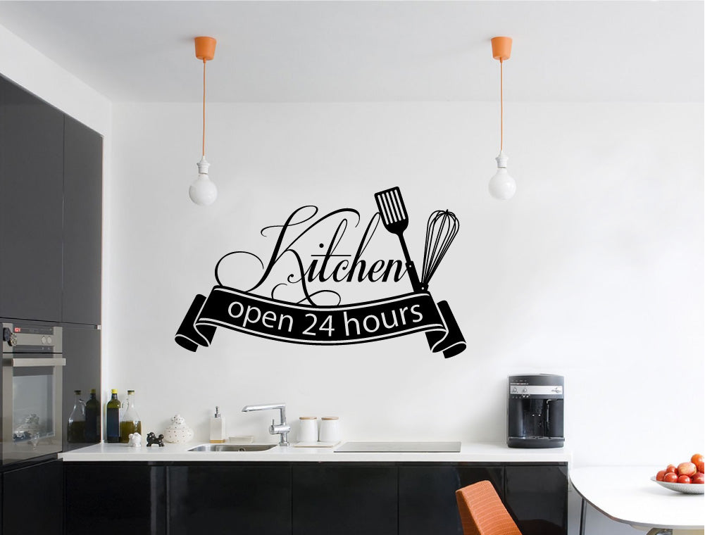 Kitchen Open 24 Hrs Wall Sticker – Cafe or Kitchen Decor