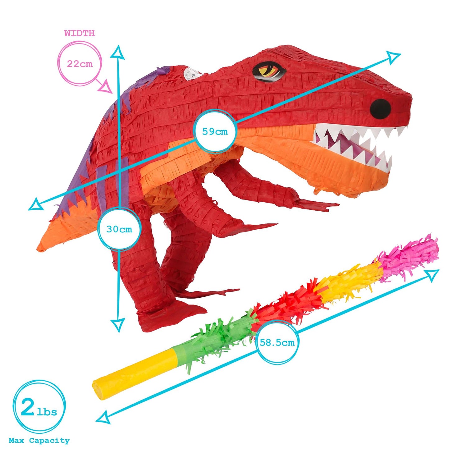 Large T-Rex Pinata Set with Stick & Blindfold