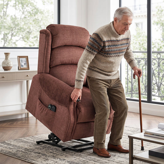 HOMCOM Power Lift Recliner with Vibration Massage and Heat, Lift Chair for Tall with Wood Grip, Pocket Spring, Brown