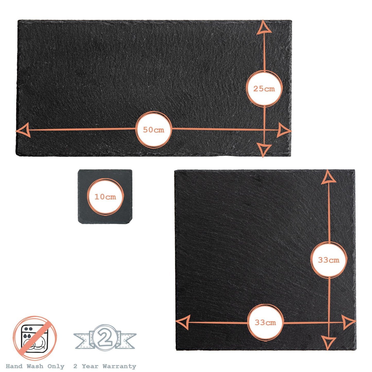 13pc Black Square Slate Placemats Set