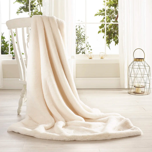 Katrina Hampton Soft Cream Faux Fur Throw