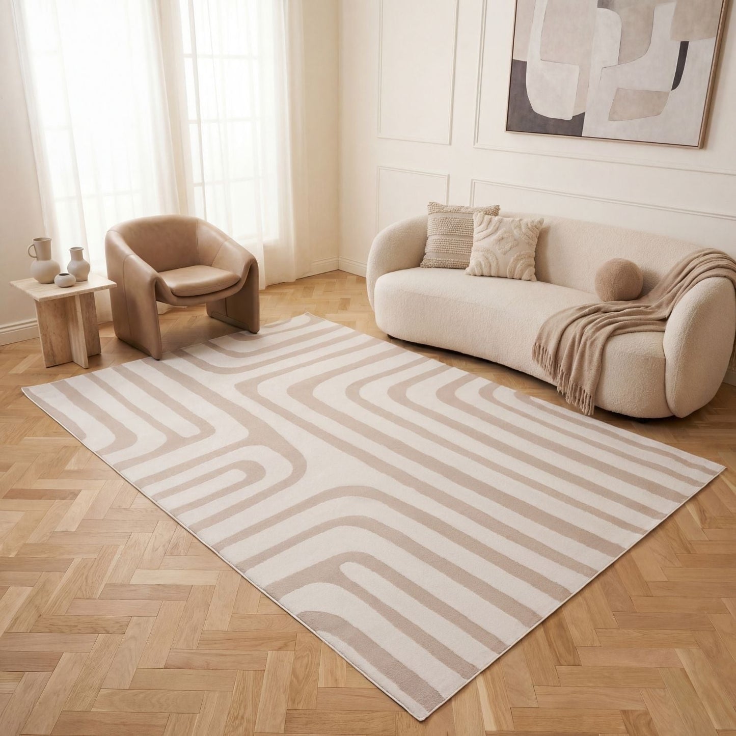Loft Geometric Beige Rug