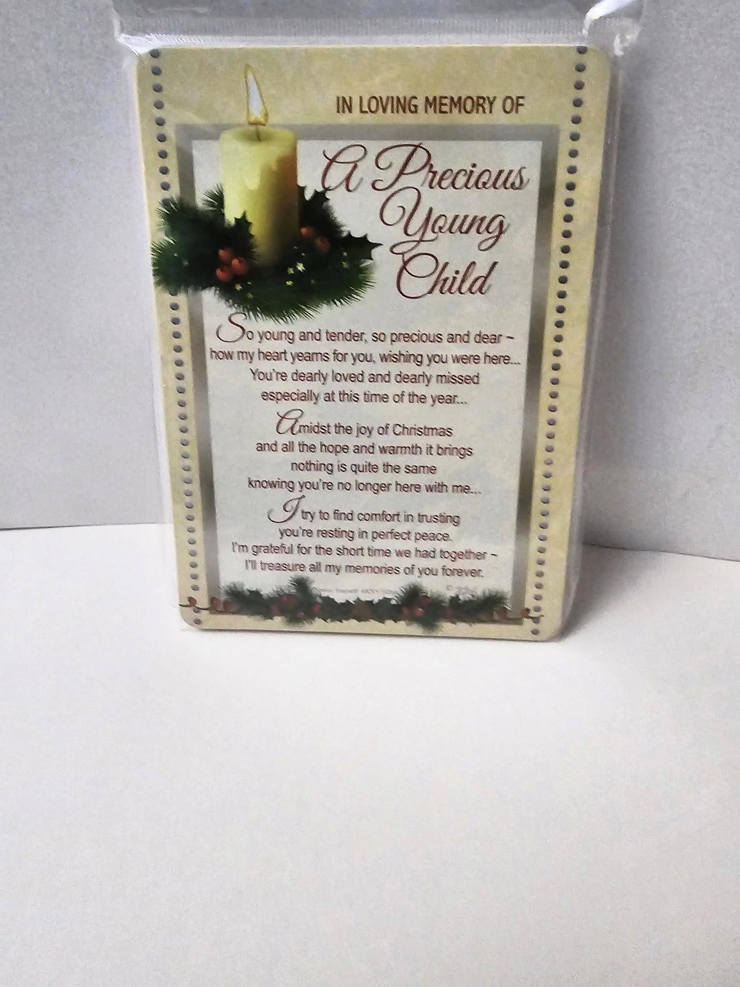 in loving memory od a precious young child gravedaide card