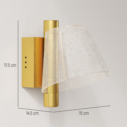 HOMCOM Led Wall Lamp 2 Pack, 5W Modern Indoor Starry Wall Light, Colour Temperature Adjustable 3000K/4000K/6500K, for Bedroom, Living Room, Hallway, Stairs, Gold Tone