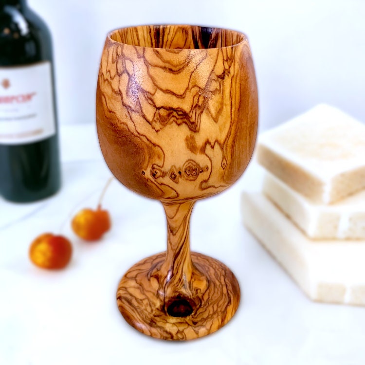 Olive Wood Wine Cup, barware, wine lovers, gift, gift for him, gift for her, decor