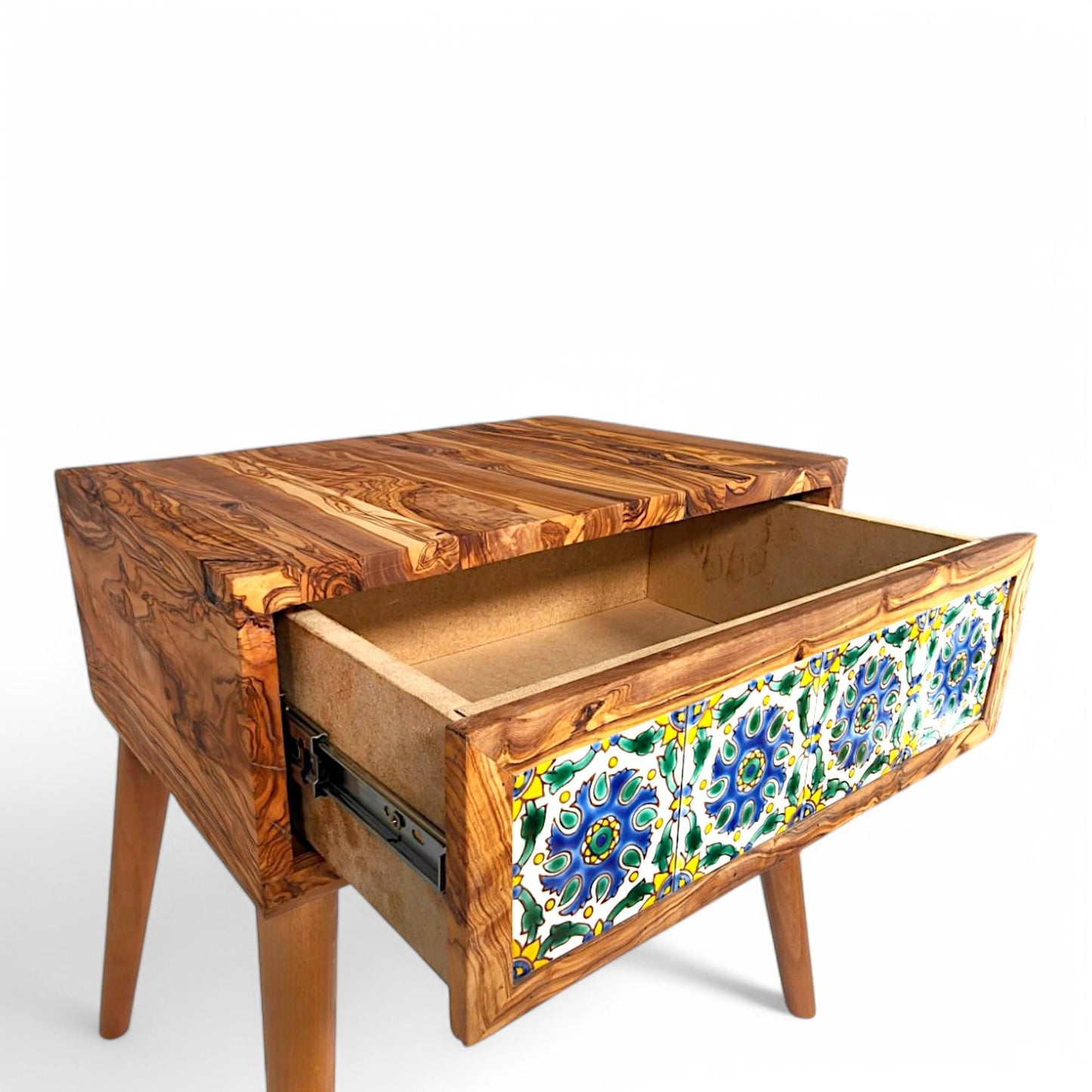 Beautiful Olive Wood - Bedside Table - Coffee Table with Ceramic Tiles