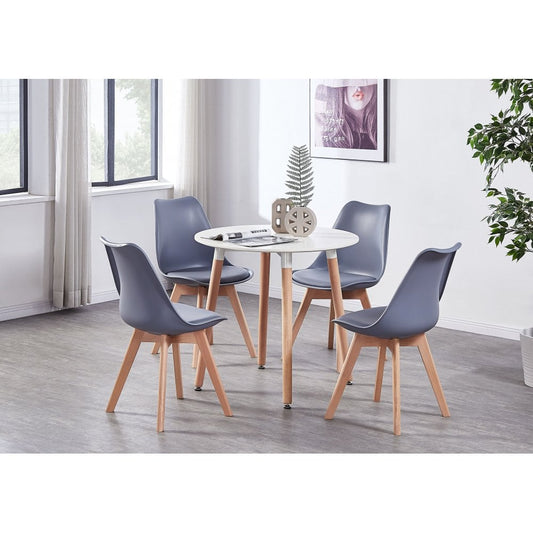 Jamie Halo Round Dining Table Set with 4 Chairs