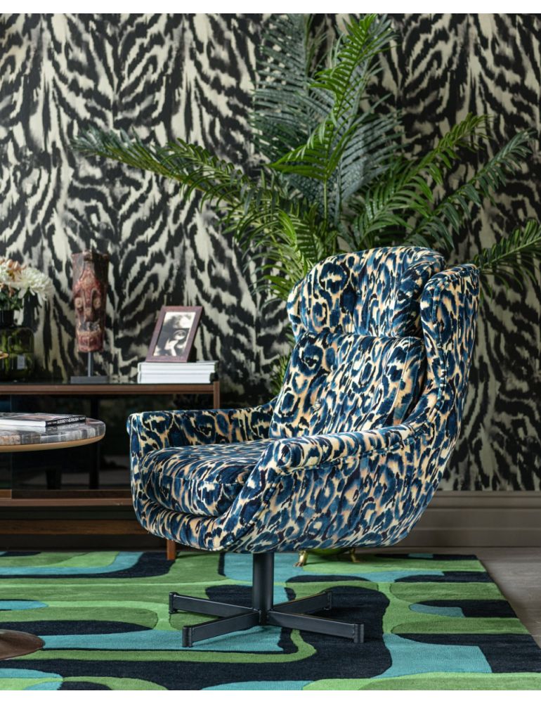 John Swivel Chair - Blu Selvaggio Velvet