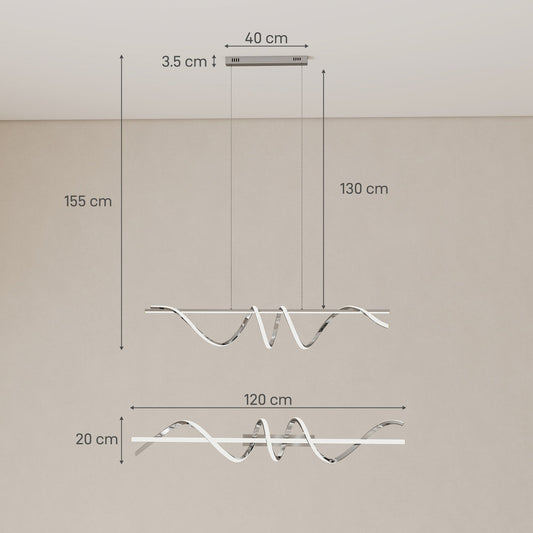 HOMCOM Pendant Light with 3 Colour Temperatures - Silver Tone