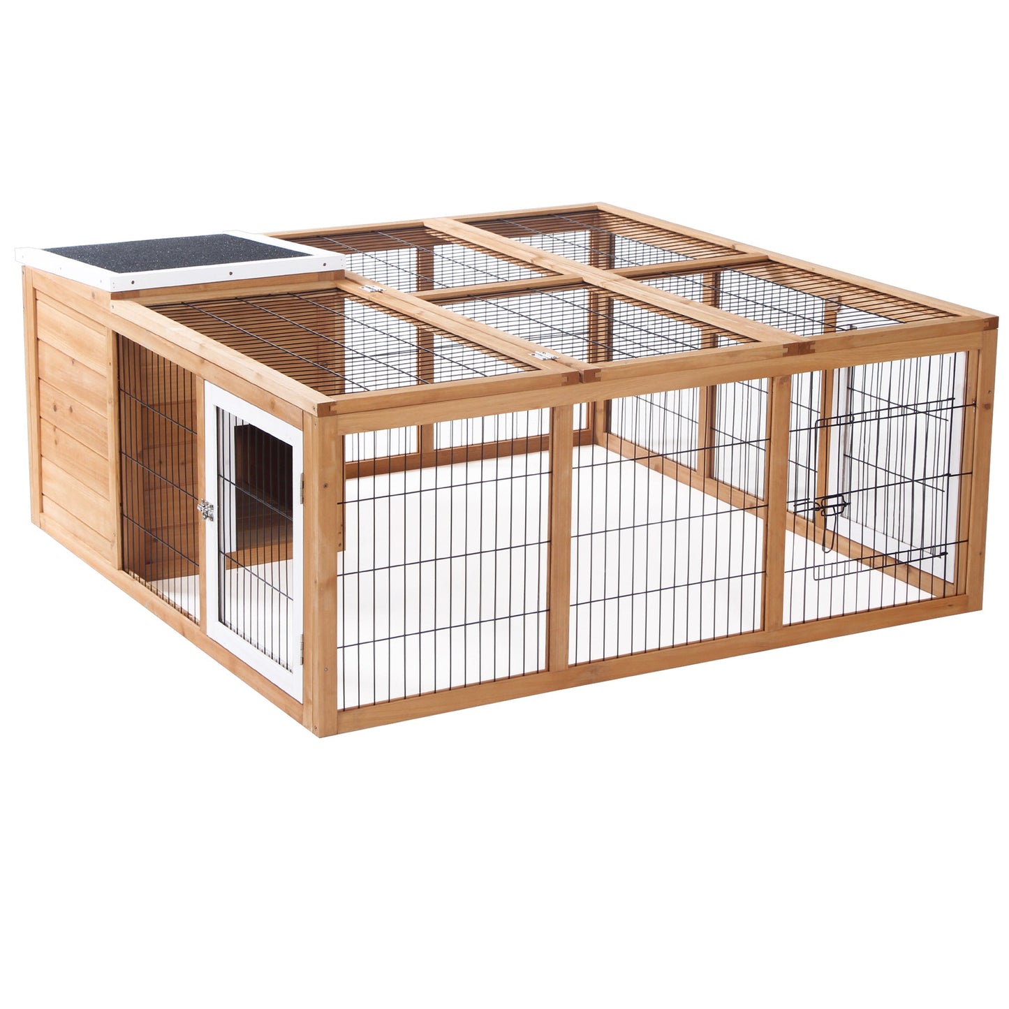 PawHut Rabbit Hutch Outdoor, Guinea Pig House, Bunny Run Cage with Openable Top for 1–2 Rabbits, Yellow